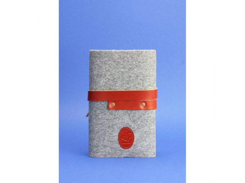 Фетровый блокнот (Софт-бук) 1.0 Фетр с кожаными коричневыми вставками, фото 3