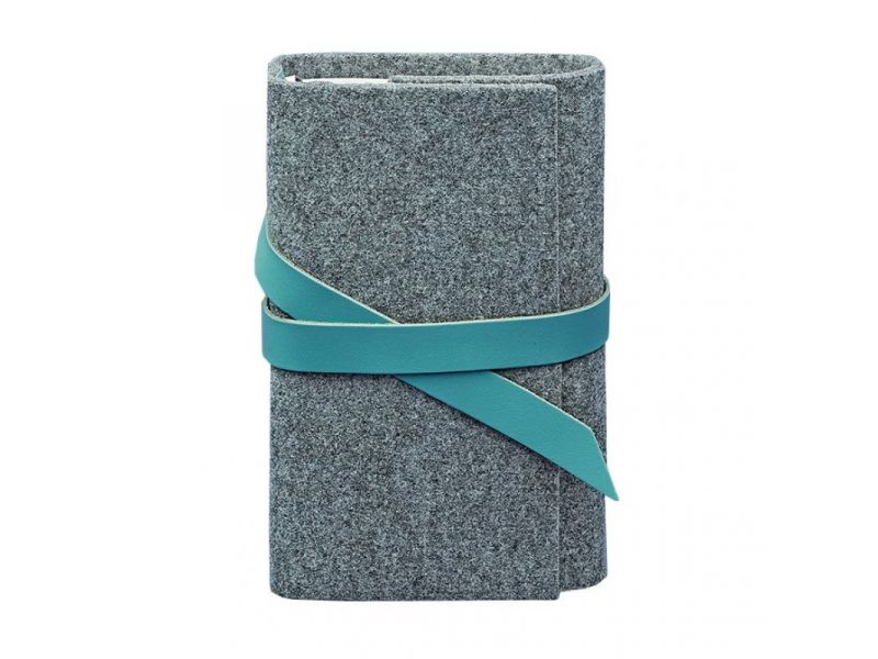 Фетровый женский блокнот (Софт-бук) 1.0 с кожаными бирюзовыми вставками, фото 5