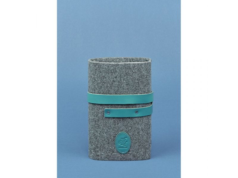 Фетровый женский блокнот (Софт-бук) 1.0 с кожаными бирюзовыми вставками, фото 3