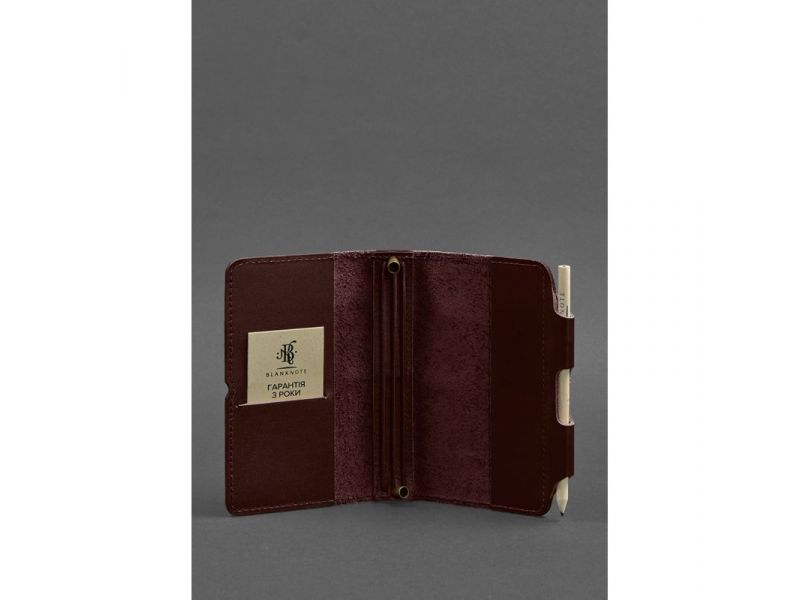 Кожаный блокнот (Софт-бук) 3.0 бордовый, фото 3