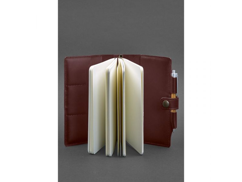Кожаный блокнот (Софт-бук) 4.0 бордовый, фото 3