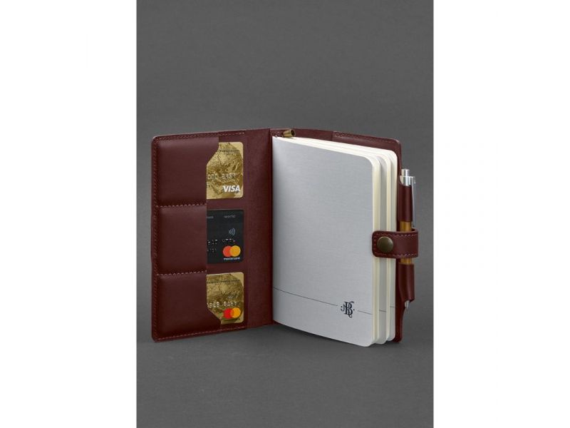 Кожаный блокнот (Софт-бук) 4.0 бордовый, фото 4