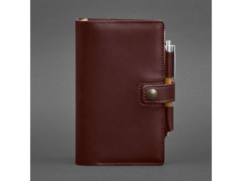 Кожаный блокнот (Софт-бук) 4.0 бордовый, фото 7