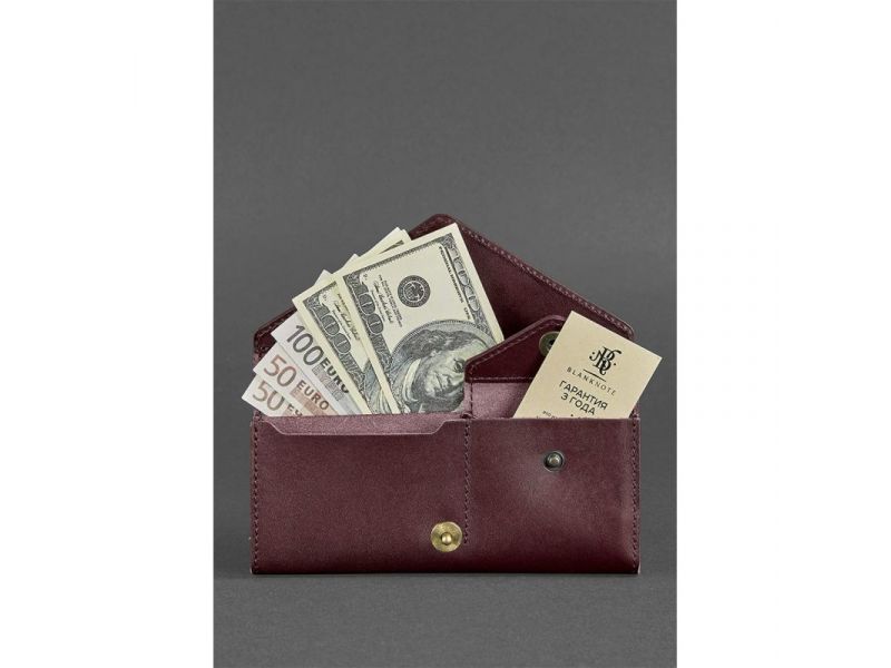 Женский кожаный кошелек Керри 1.0 бордовый краст, фото 3