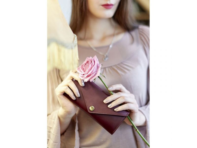 Женский кожаный кошелек Керри 1.0 бордовый краст, фото 1