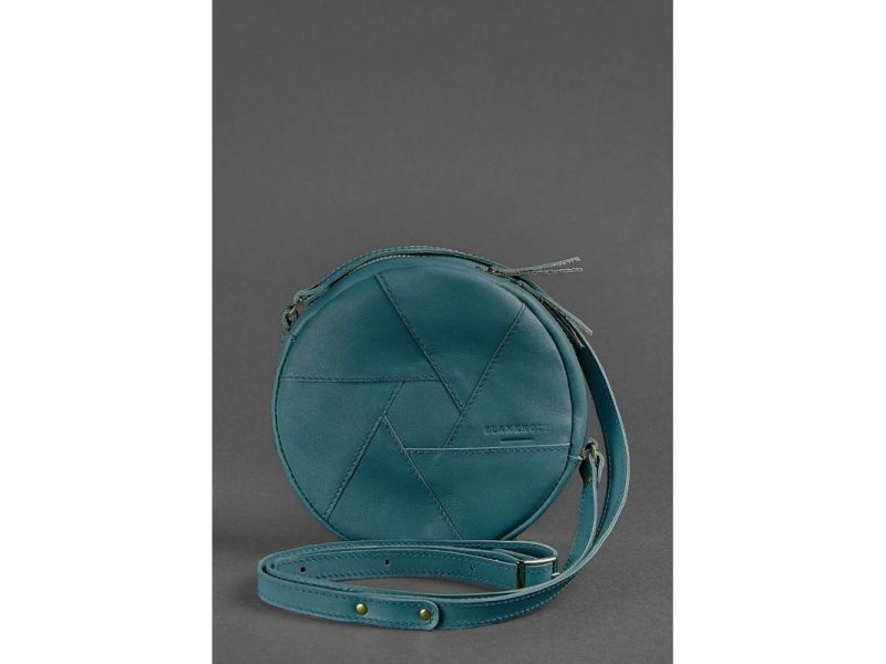 Кожаная круглая женская сумка Бон-Бон зеленая, фото 1