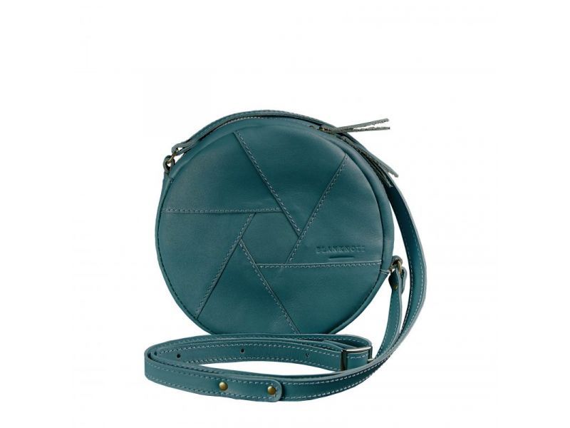 Кожаная круглая женская сумка Бон-Бон зеленая, фото 5