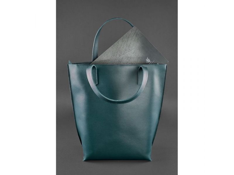 Кожаная женская сумка шоппер D.D. зеленая, фото 3