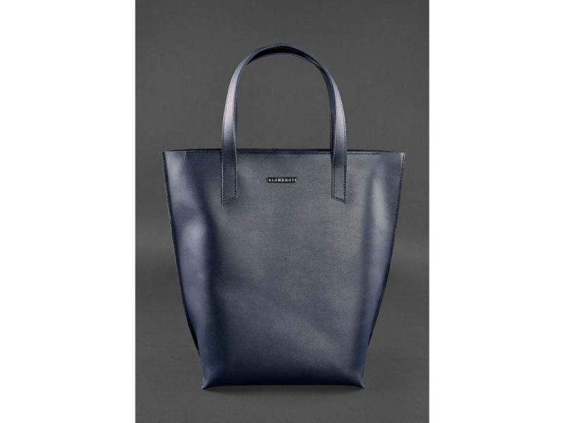 Кожаная женская сумка шоппер D.D. темно-синяя, фото 2