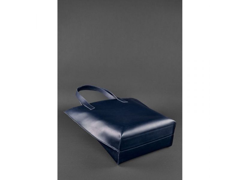 Кожаная женская сумка шоппер D.D. темно-синяя, фото 5