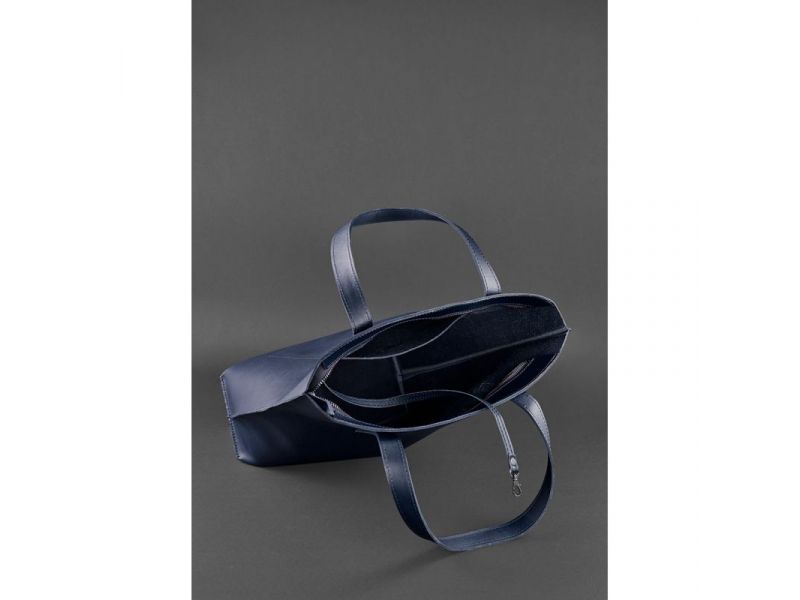 Кожаная женская сумка шоппер D.D. темно-синяя, фото 6