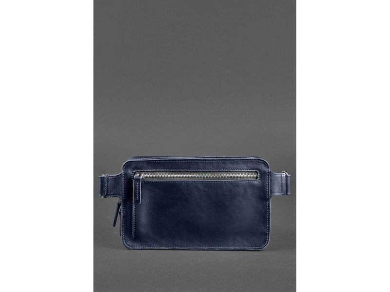 Кожаная поясная сумка Dropbag Maxi темно-синяя, фото 4