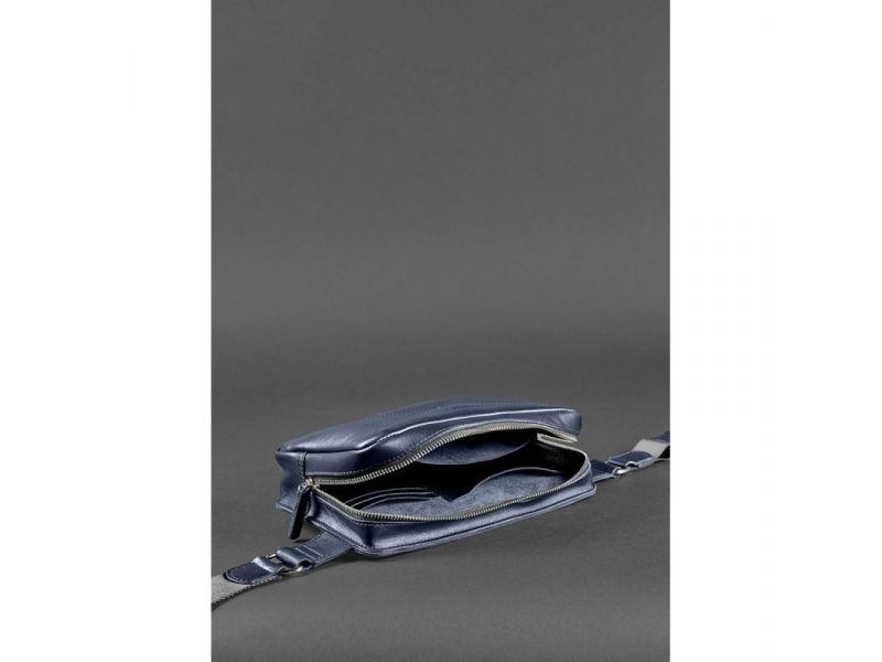 Кожаная поясная сумка Dropbag Maxi темно-синяя, фото 7