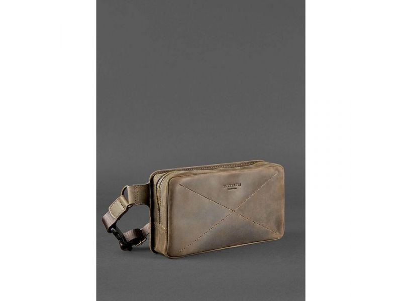 Кожаная поясная сумка Dropbag Maxi темно-коричневый Crazy Horse, фото 3