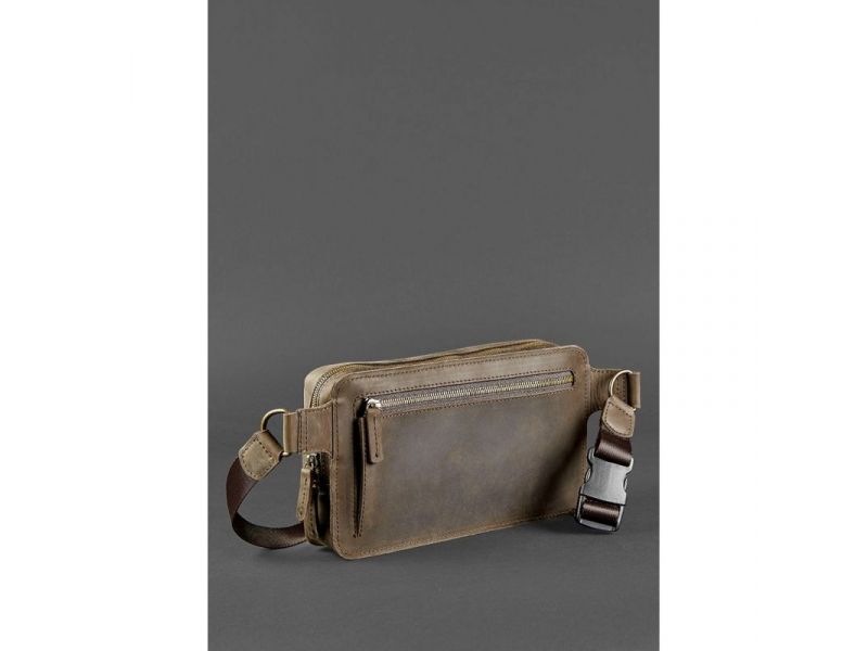 Кожаная поясная сумка Dropbag Maxi темно-коричневый Crazy Horse, фото 5