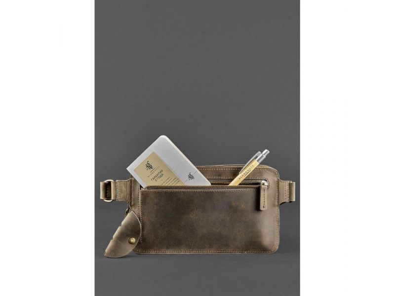 Кожаная поясная сумка Dropbag Maxi темно-коричневый Crazy Horse, фото 6