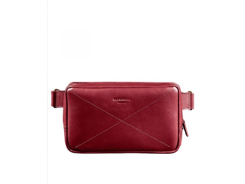 Кожаная поясная сумка Dropbag Maxi бордовая Krast, фото 8
