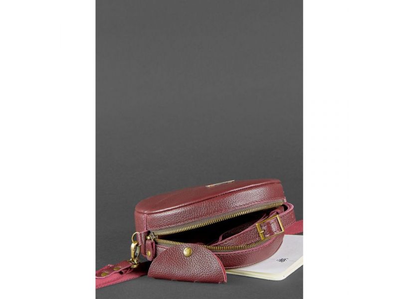 Круглая кожаная женская сумочка Tablet Марсала, фото 5