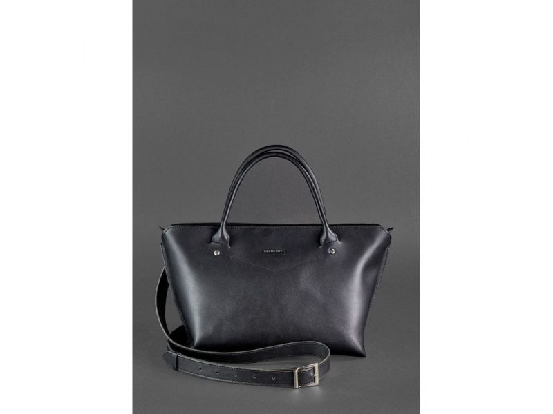 Женская кожаная сумка Midi черная, фото 6