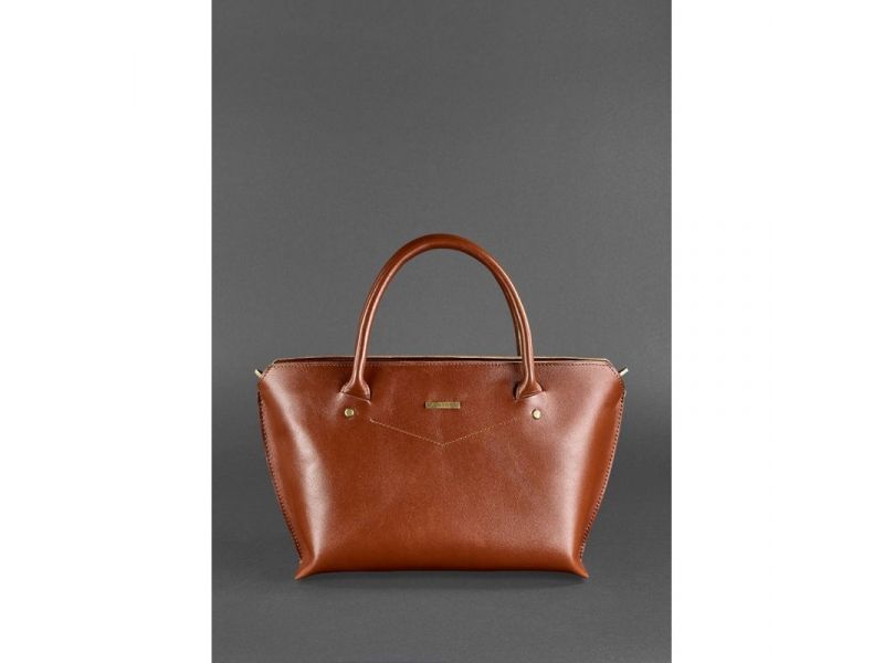 Женская кожаная сумка Midi светло-коричневая, фото 2