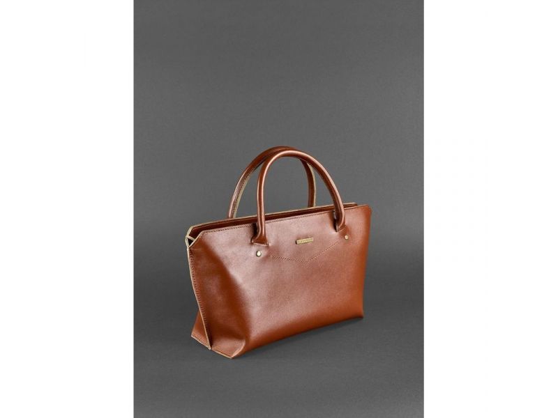 Женская кожаная сумка Midi светло-коричневая, фото 3