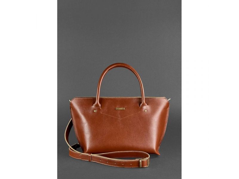 Женская кожаная сумка Midi светло-коричневая, фото 5