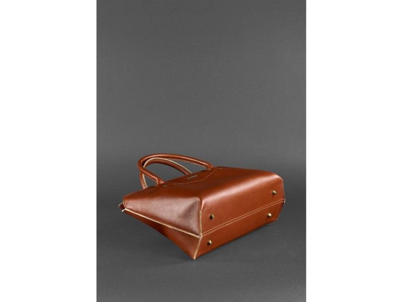 Женская кожаная сумка Midi светло-коричневая, фото 6