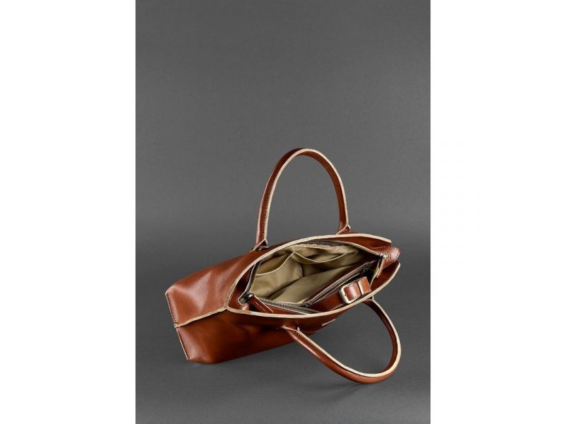 Женская кожаная сумка Midi светло-коричневая, фото 7