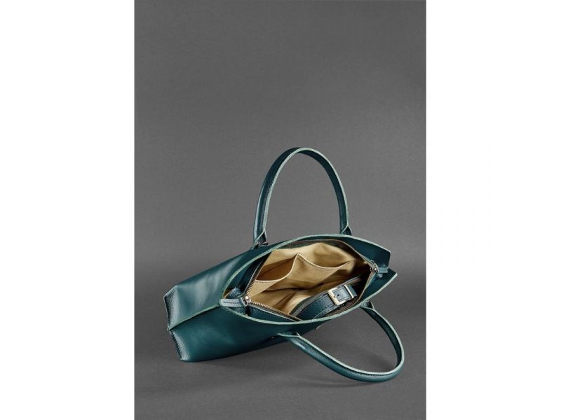 Женская кожаная сумка Midi зеленая, фото 6