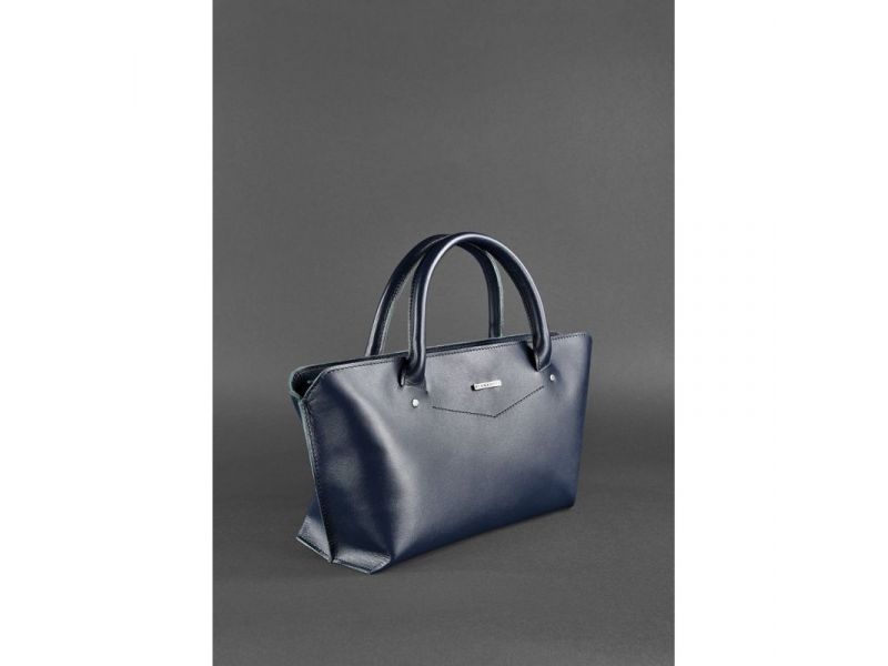 Женская кожаная сумка Midi темно-синяя, фото 3