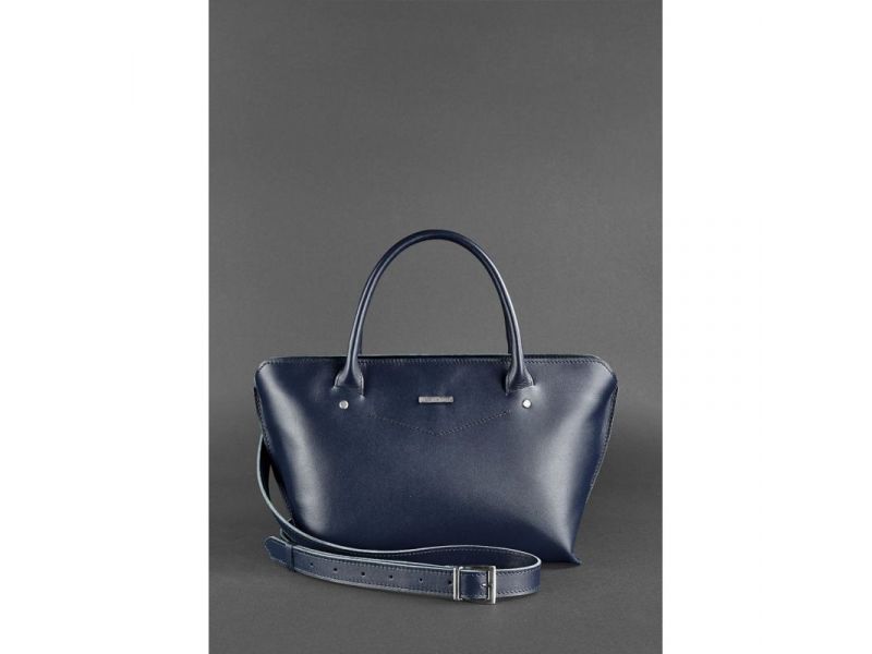 Женская кожаная сумка Midi темно-синяя, фото 4