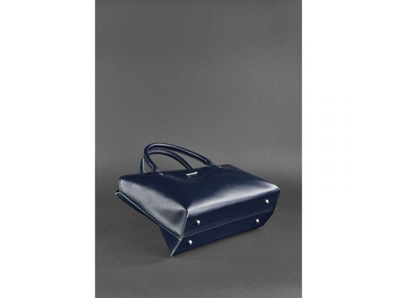 Женская кожаная сумка Midi темно-синяя, фото 5