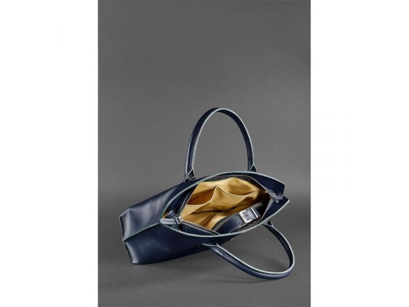 Женская кожаная сумка Midi темно-синяя, фото 6