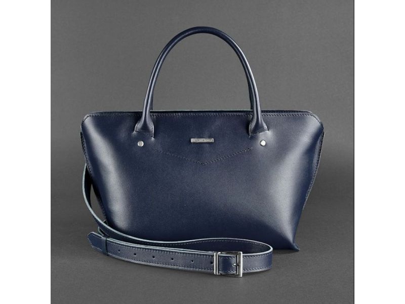 Женская кожаная сумка Midi темно-синяя, фото 10