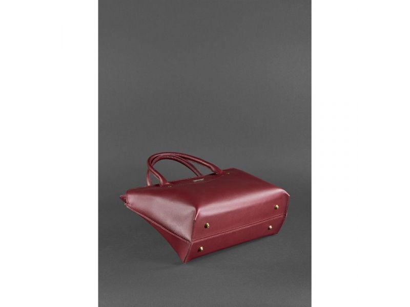 Женская кожаная сумка Midi бордовая, фото 5