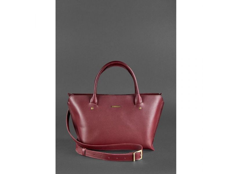 Женская кожаная сумка Midi бордовая, фото 6