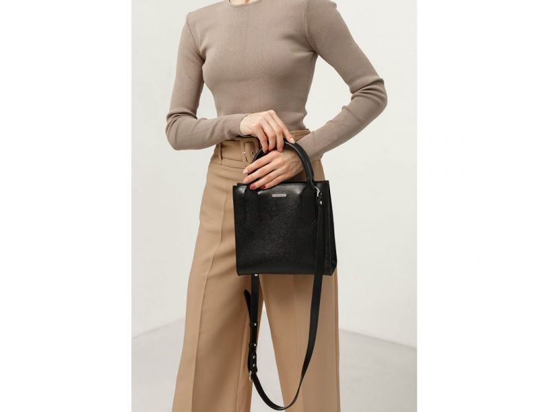 Кожаная женская сумка-кроссбоди черная Blackwood, фото 8