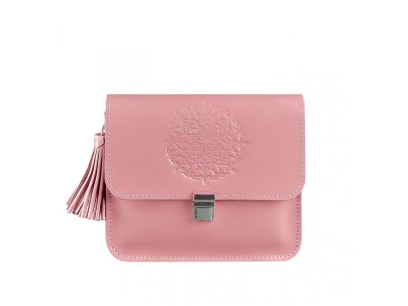 Кожаная женская бохо-сумка Лилу розовая, фото 7