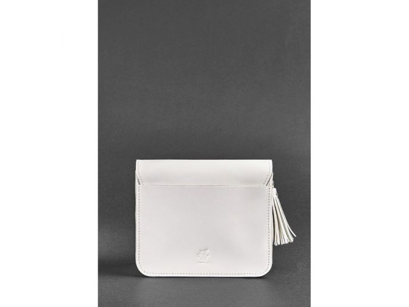 Кожаная женская бохо-сумка Лилу белая, фото 4