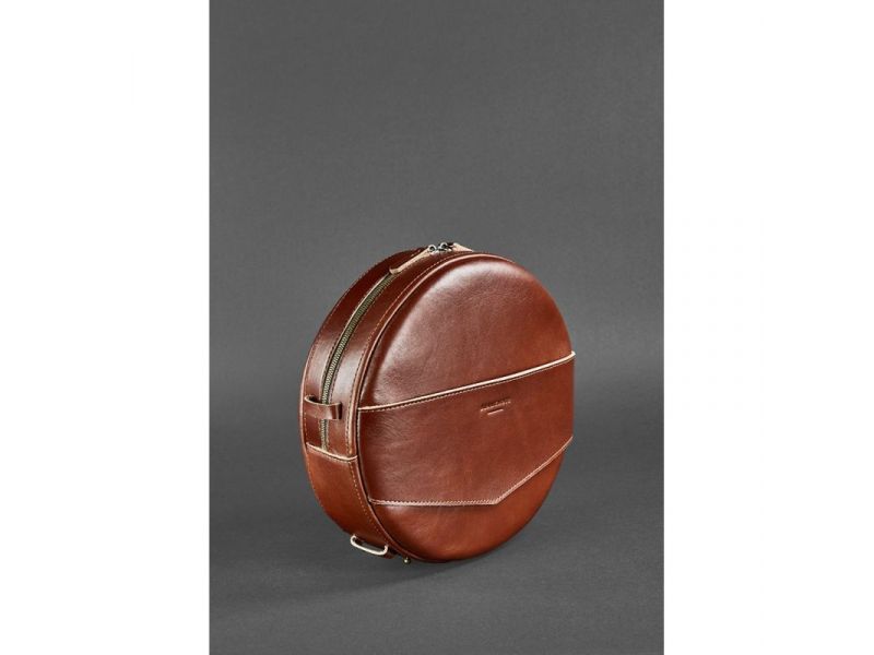 Кожаная женская круглая сумка-рюкзак Maxi светло-коричневая, фото 3
