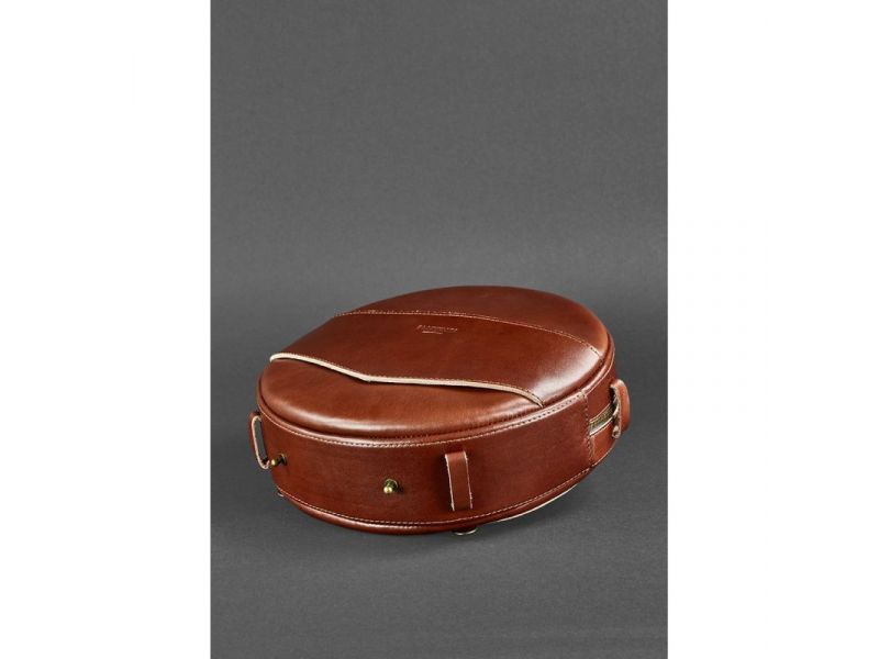 Кожаная женская круглая сумка-рюкзак Maxi светло-коричневая, фото 4