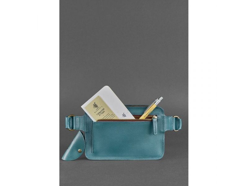 Кожаная поясная сумка Dropbag Mini зеленая, фото 5