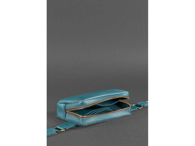 Кожаная поясная сумка Dropbag Mini зеленая, фото 7