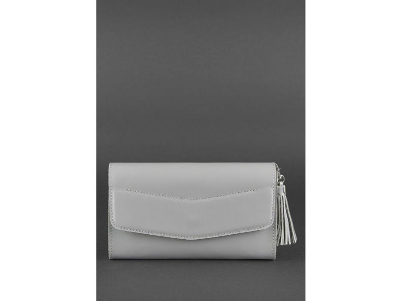 Кожаная женская сумка Элис серая, фото 2