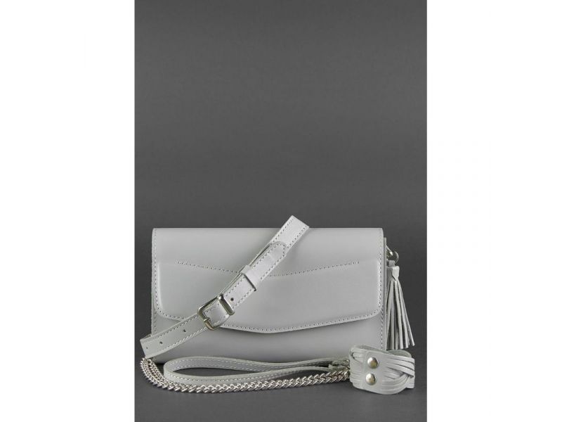 Кожаная женская сумка Элис серая, фото 6