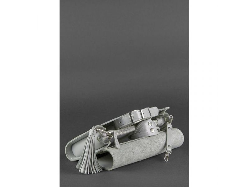 Кожаная женская сумка Элис серая, фото 7