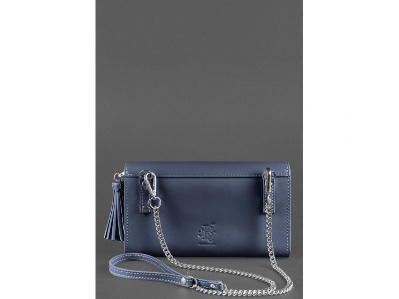 Кожаная женская сумка Элис темно-синяя, фото 5