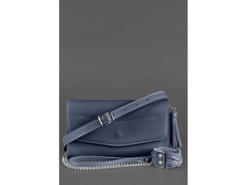 Кожаная женская сумка Элис темно-синяя, фото 6