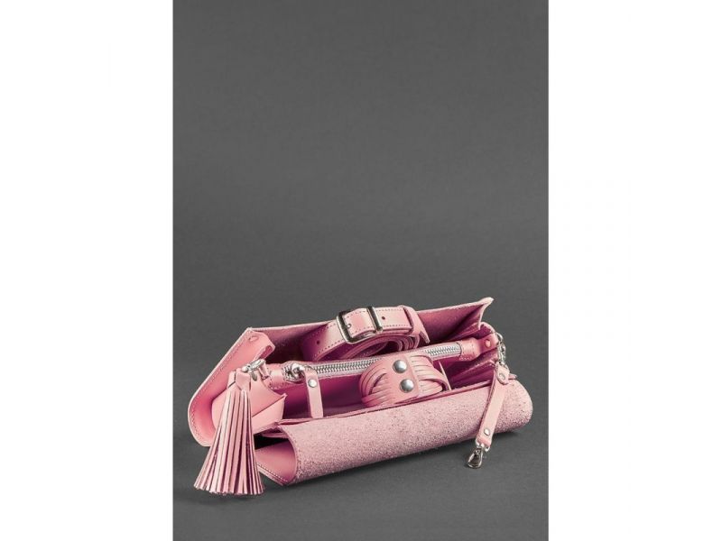 Кожаная женская сумка Элис розовая, фото 7