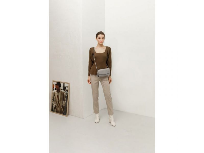 Кожаная женская сумка Элис серая, фото 8